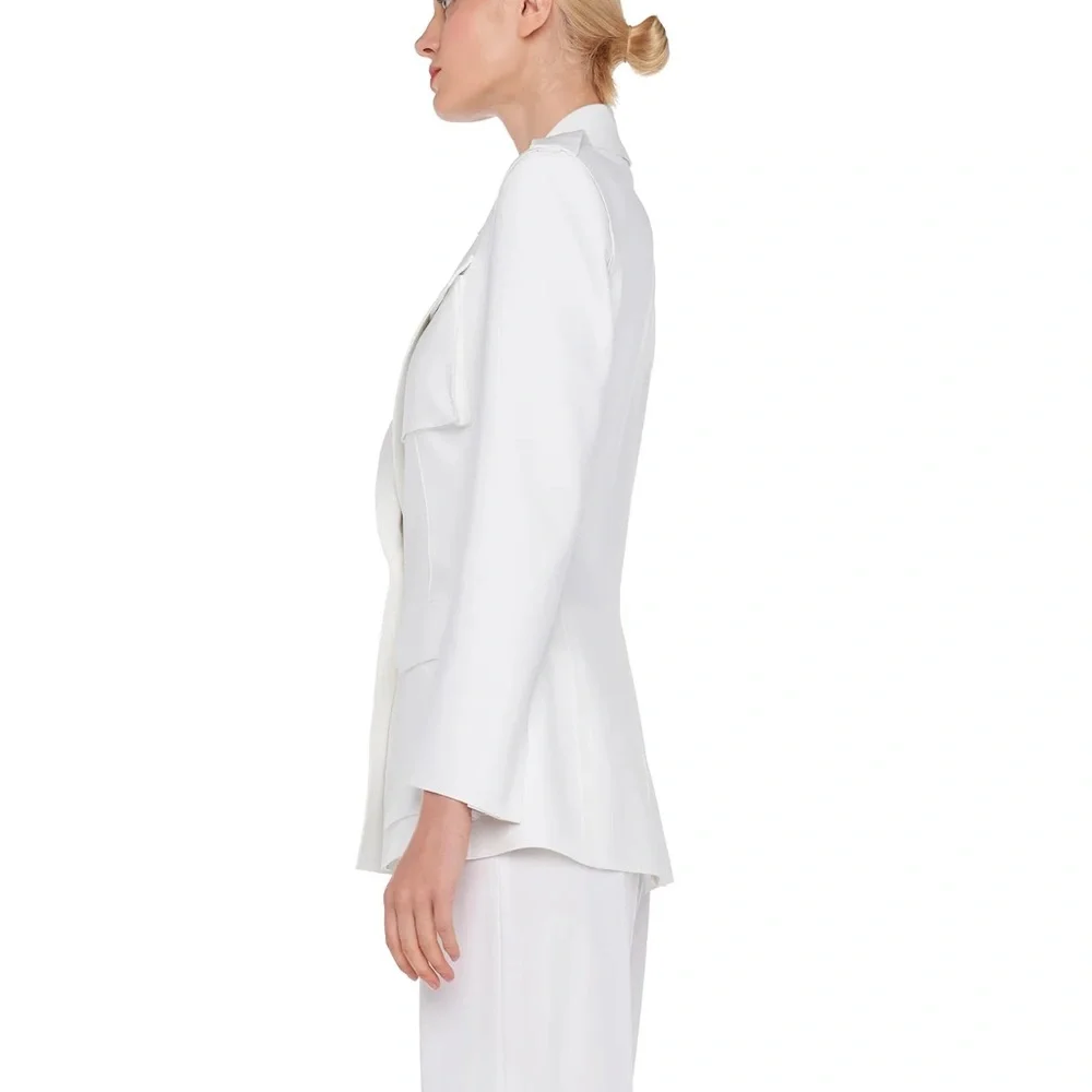 Norma Kamali Single Breasted Scuba Cargo Blazer, white, size S - Picture 12 of 15